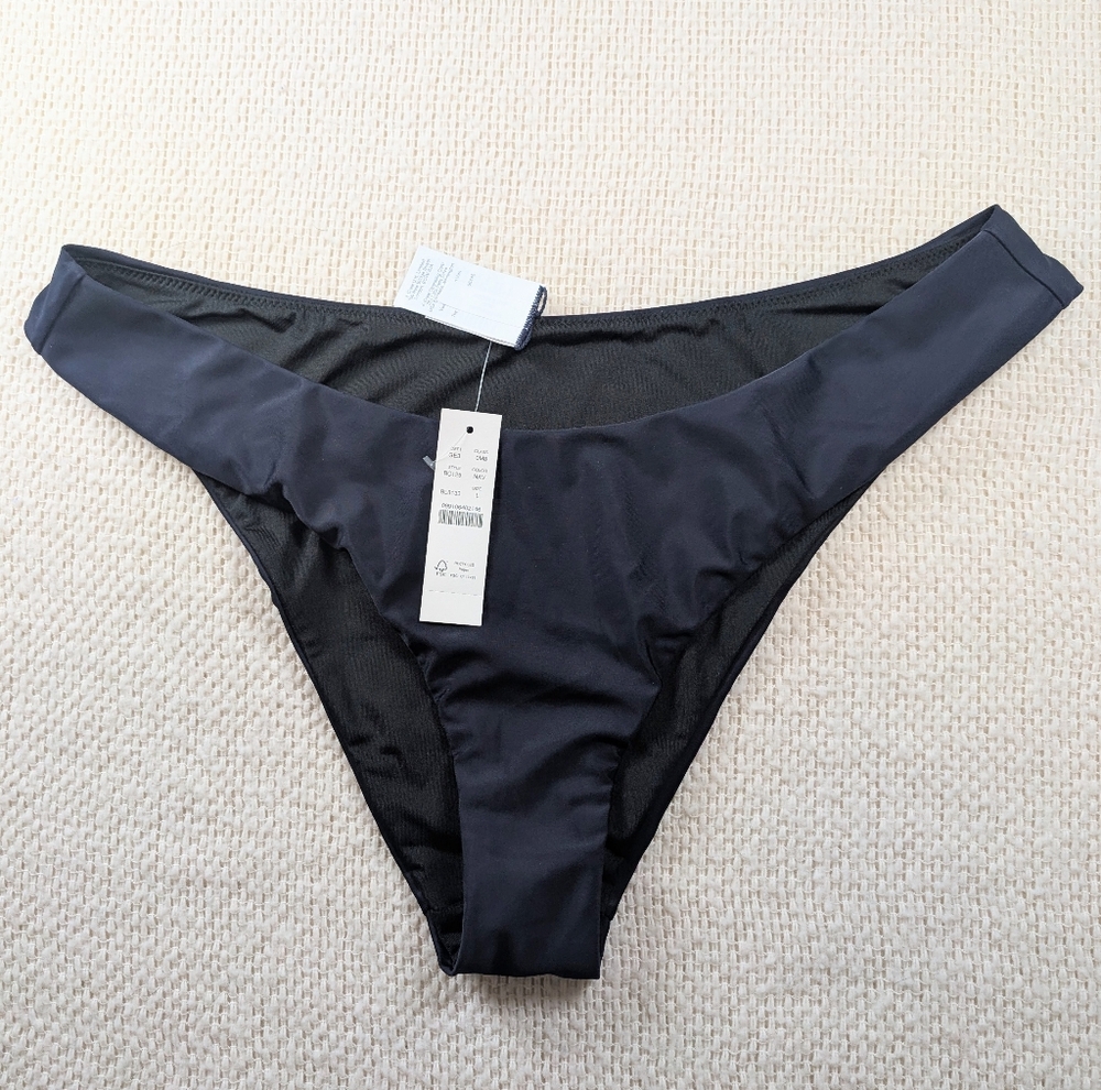 j. Crew Bikini Bottom Women's L Navy Curved Waist Cheeky Swim NWT‎